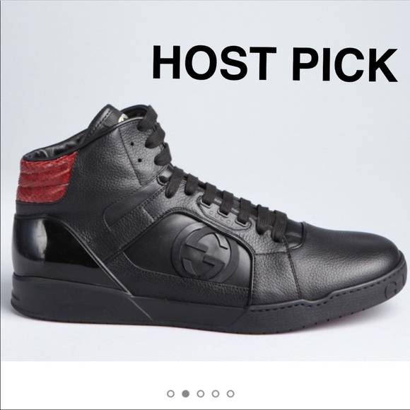 Gucci Other - Men’s black leather and red Gucci sneakers
